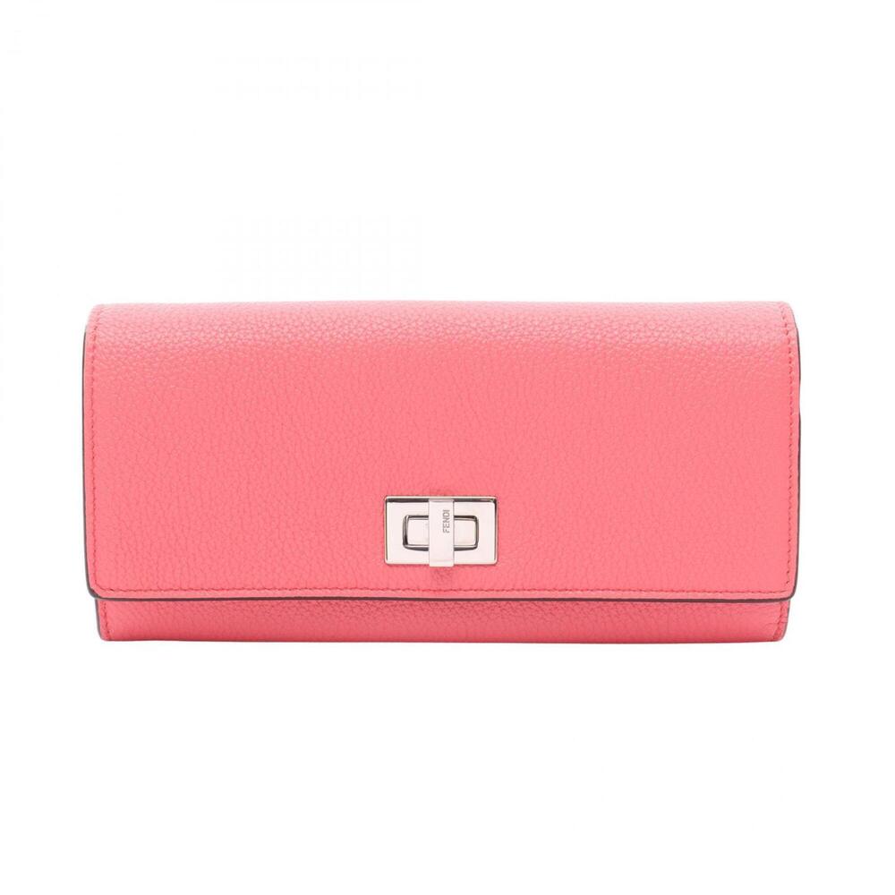 Fendi Peekaboo Selleria Bi-fold Long Wallet, Leather, Women's, Pink
